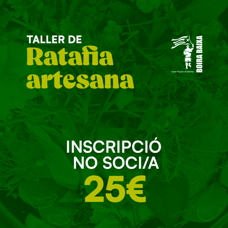 INSCRIPCIÓ TALLER DE RATAFIA NO SOCI/A
