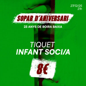 SOPAR POPULAR D'ANIVERSARI - INFANT SOCI/A